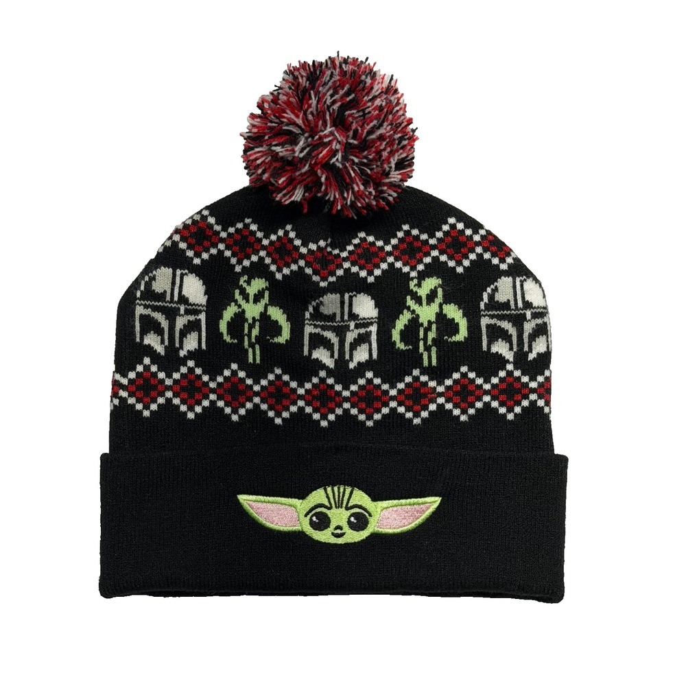 Star Wars The Mandalorian Baby Yoda Grogu Pom Beanie Hat Black